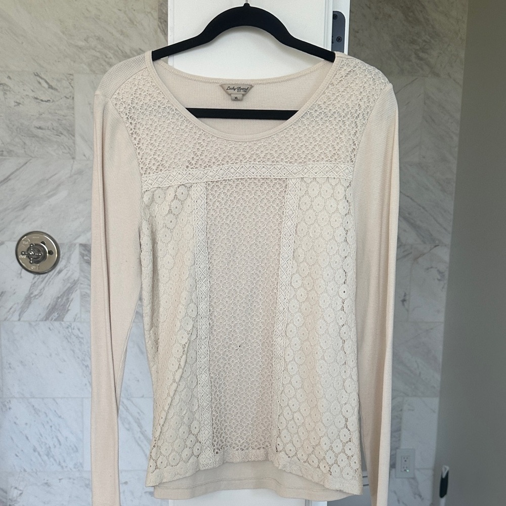 Lucky Brand Cream Lace Blouse women’s XL